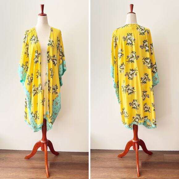 Matilda Jane Floral Open Front Kimono Cardigan Yellow Oversized Size XS / Small - Picture 6 of 6